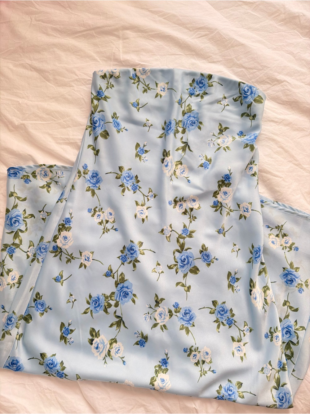 Altar'd State Baby Blue Floral Satin Midi dress